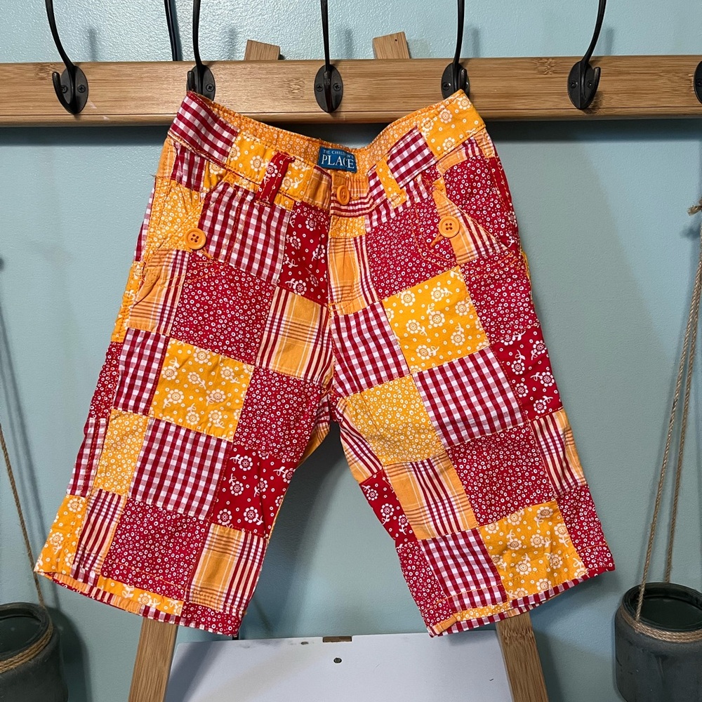 The Children's Place Orange and Red Patchwork Shorts